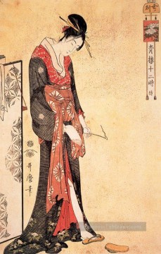l’heure du serpent Kitagawa Utamaro ukiyo e Bijin GA Peinture à l'huile